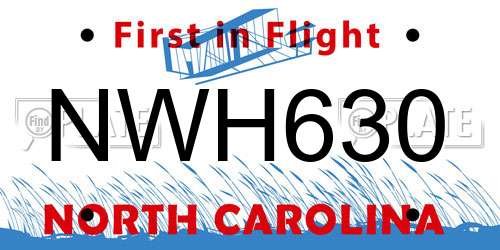 NWH630 North Carolina License Plate