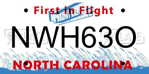 NWH63O North Carolina License Plate