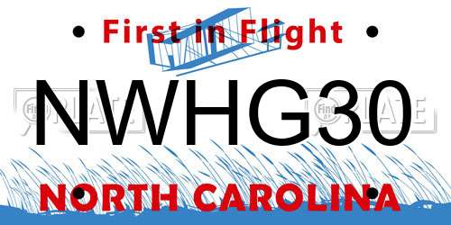 NWHG30 North Carolina License Plate