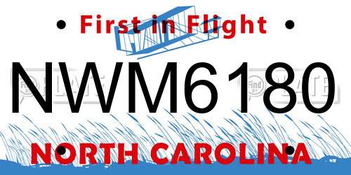 NWM6180 North Carolina License Plate