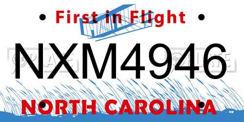 NXM4946 North Carolina License Plate