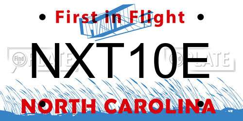 NXT10E North Carolina License Plate