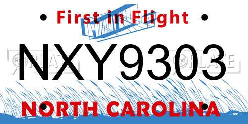 NXY9303 North Carolina License Plate