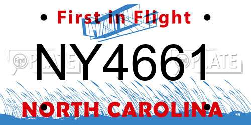 NY4661 North Carolina License Plate