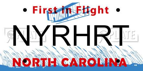 NYRHRT North Carolina License Plate