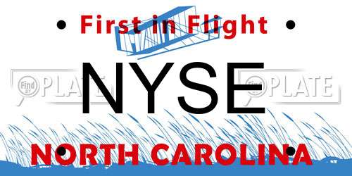 NYSE North Carolina License Plate