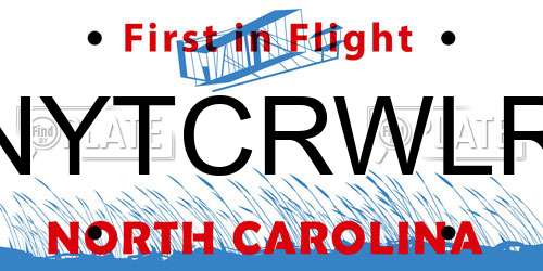 NYTCRWLR North Carolina License Plate