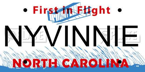 NYVINNIE North Carolina License Plate
