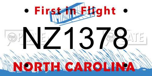 NZ1378 North Carolina License Plate