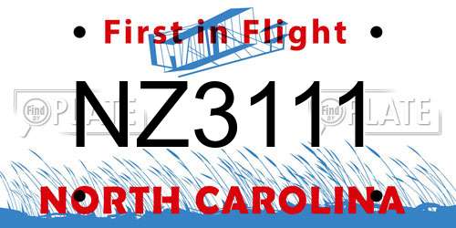 NZ3111 North Carolina License Plate