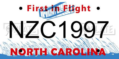 NZC1997 North Carolina License Plate