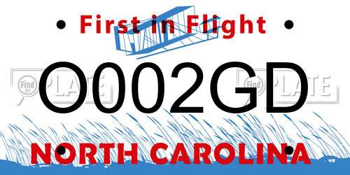 O002GD North Carolina License Plate