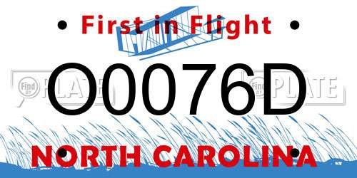 O0076D North Carolina License Plate