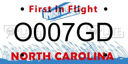 O007GD North Carolina License Plate