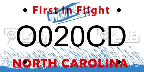 O020CD North Carolina License Plate