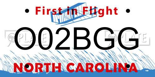 O02BGG North Carolina License Plate