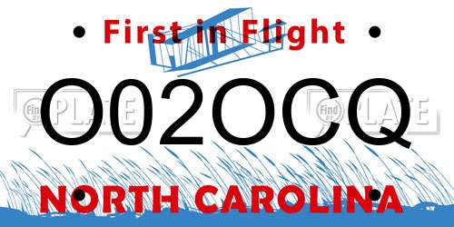 O02OCQ North Carolina License Plate