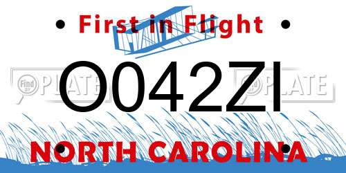O042ZI North Carolina License Plate
