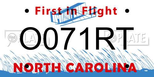 O071RT North Carolina License Plate