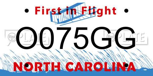 O075GG North Carolina License Plate