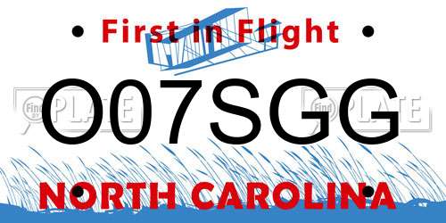 O07SGG North Carolina License Plate