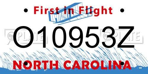 O10953Z North Carolina License Plate
