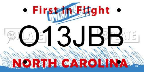 O13JBB North Carolina License Plate