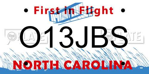 O13JBS North Carolina License Plate