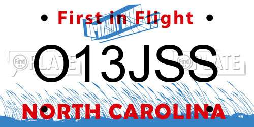 O13JSS North Carolina License Plate