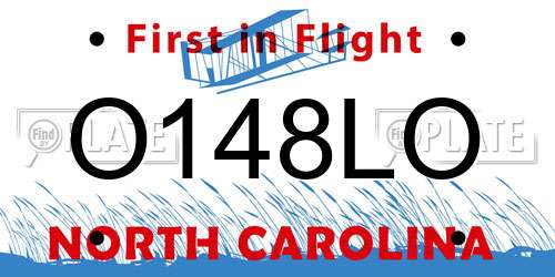 O148LO North Carolina License Plate