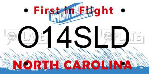O14SLD North Carolina License Plate