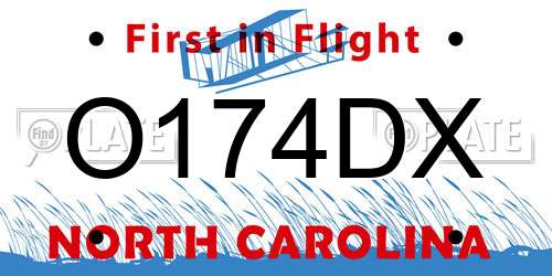 O174DX North Carolina License Plate