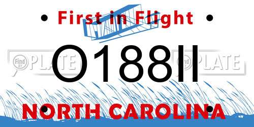 O188II North Carolina License Plate