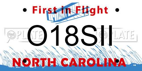 O18SII North Carolina License Plate