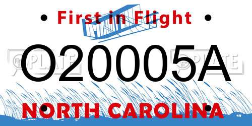 O20005A North Carolina License Plate