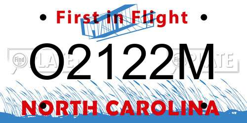 O2122M North Carolina License Plate