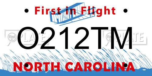 O212TM North Carolina License Plate