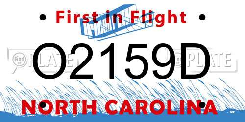 O2159D North Carolina License Plate