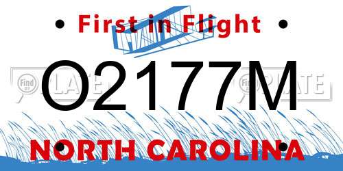 O2177M North Carolina License Plate
