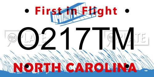 O217TM North Carolina License Plate