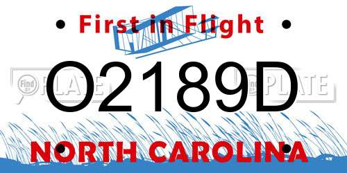 O2189D North Carolina License Plate