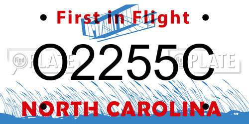 O2255C North Carolina License Plate