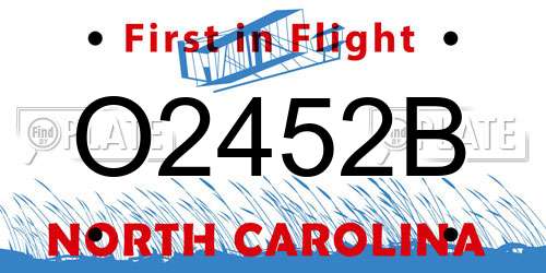 O2452B North Carolina License Plate