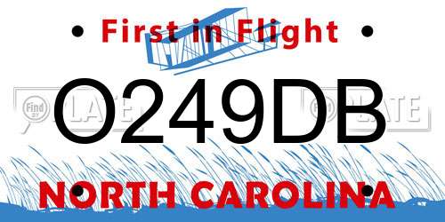 O249DB North Carolina License Plate