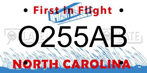 O255AB North Carolina License Plate