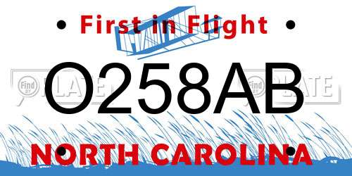 O258AB North Carolina License Plate