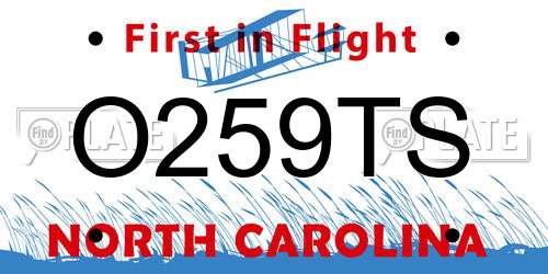 O259TS North Carolina License Plate