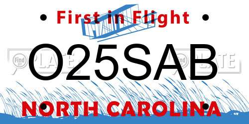 O25SAB North Carolina License Plate