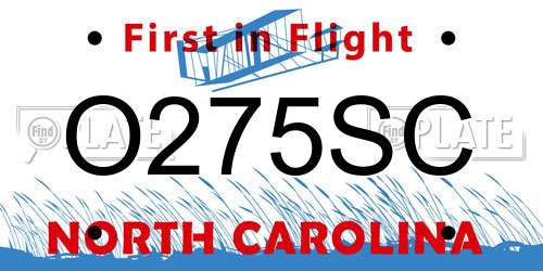 O275SC North Carolina License Plate