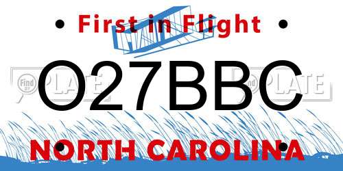 O27BBC North Carolina License Plate
